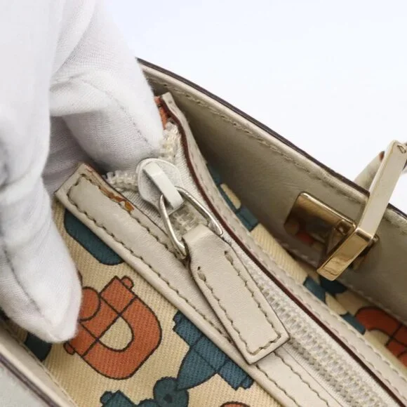 GUCCI GG Canvas Guccissima Tote Bag Leather Ivory Gold 145998 Auth 154640